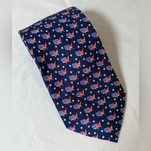 Alynn 100% Silk Navy America USA Flag Pattern All Over Print Tie